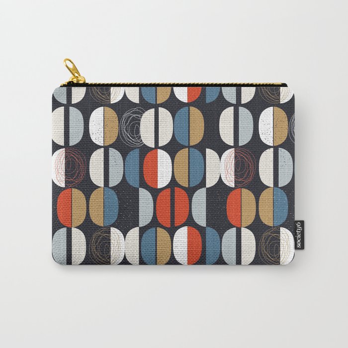 Mid century geometric pattern dark blue Carry All Pouch Gallery Image 1