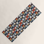 Mid century geometric pattern dark blue Yoga Mat Gallery Image 1