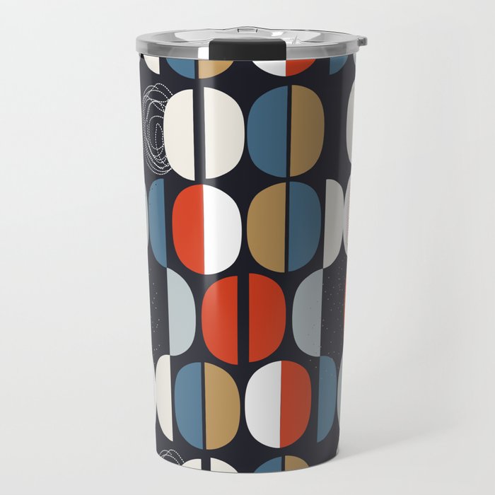 Mid century geometric pattern dark blue Travel Mug