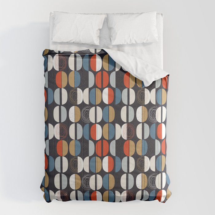 Mid century geometric pattern dark blue Comforter Gallery Image 6