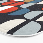 Mid century geometric pattern dark blue Bath Mat Gallery Image 3