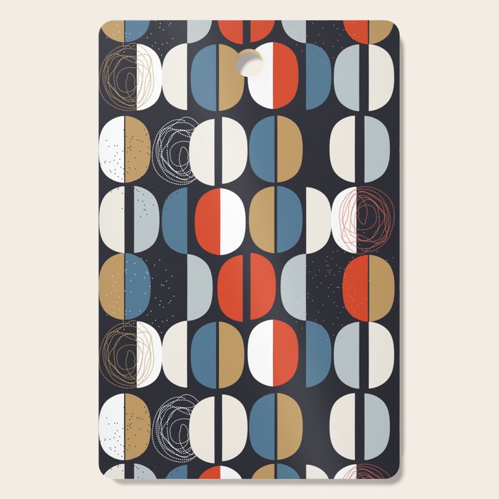 Mid century geometric pattern dark blue Cutting Board Gallery Image 1