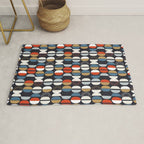 Mid century geometric pattern dark blue Rug Gallery Image 1