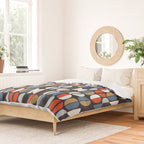 Mid century geometric pattern dark blue Duvet Cover Gallery Image 2