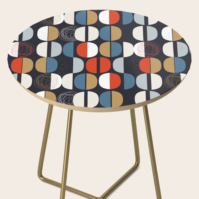 Mid century geometric pattern dark blue Side Table Gallery Image 2