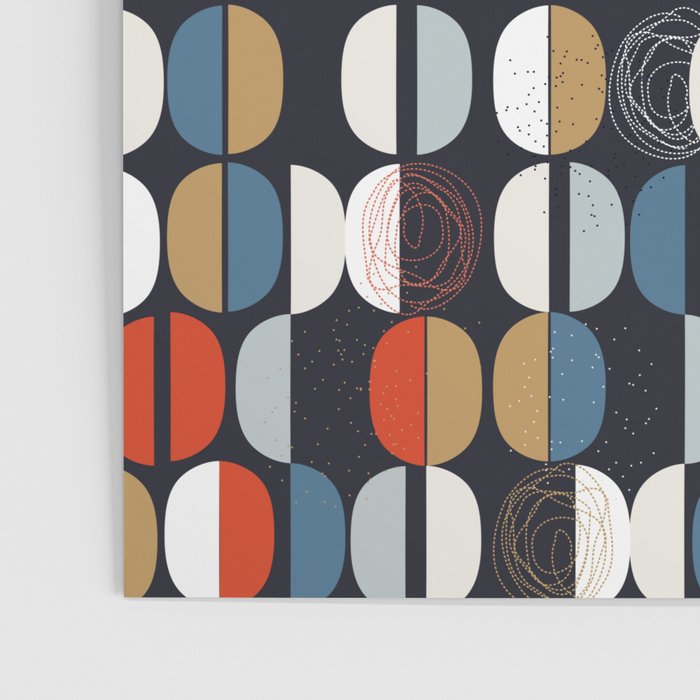 Mid century geometric pattern dark blue Poster Gallery Image 3