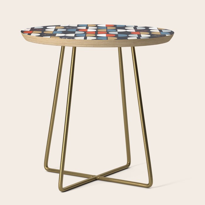 Mid century geometric pattern dark blue Side Table Gallery Image 1