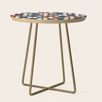 Mid century geometric pattern dark blue Side Table Gallery Image 1