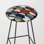Mid century geometric pattern dark blue Stool Gallery Image 2