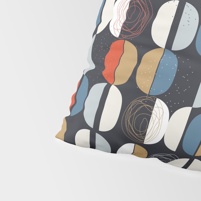 Mid century geometric pattern dark blue Pillow Sham Gallery Image 4