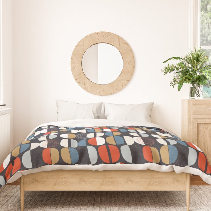 Mid century geometric pattern dark blue Duvet Cover Gallery Image 3