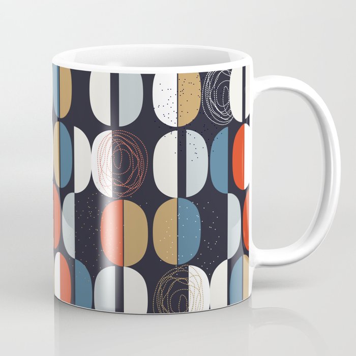 Mid century geometric pattern dark blue Coffee Mug Gallery Image 1