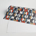 Mid century geometric pattern dark blue Wrapping Paper Gallery Image 2
