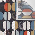 Mid century geometric pattern dark blue Wall Tapestry Gallery Image 3