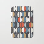 Mid century geometric pattern dark blue Bath Mat Gallery Image 1