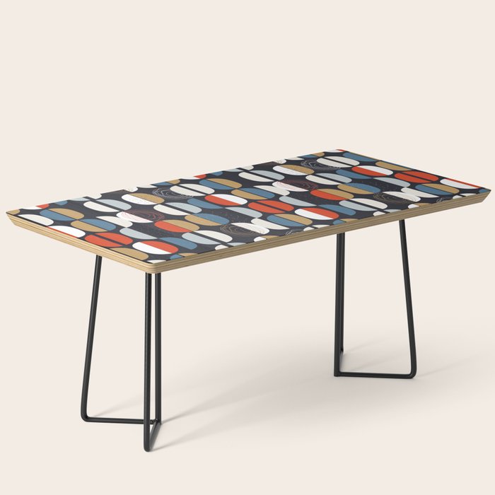 Mid century geometric pattern dark blue Coffee Table Gallery Image 1