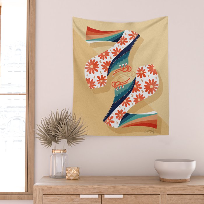 Disco Platforms â Retro Rainbow Wall Tapestry Gallery Image 2