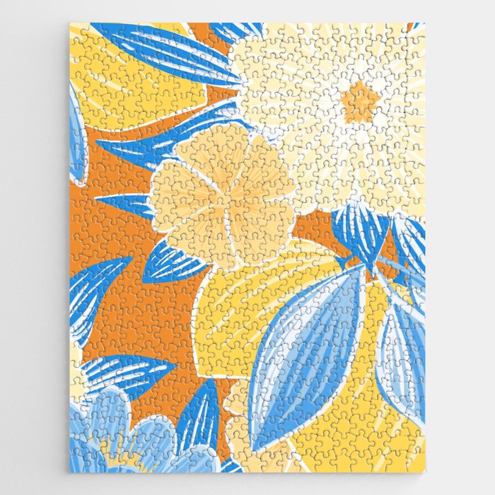 Bright Lemon Floral - Botanical Painting Jigsaw Puzzle Gallery Image 1