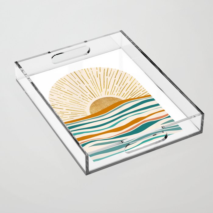 Golden Sunset Acrylic Tray Gallery Image 1