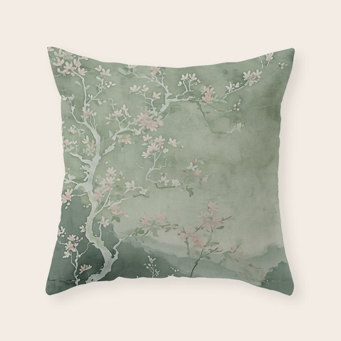 Sage Cherry Throw Pillow Gallery Image 1