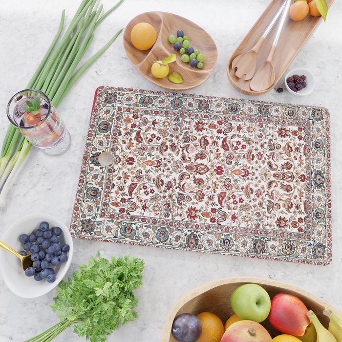 Qum Central Persian Rug Print Cutting Board Gallery Image 2