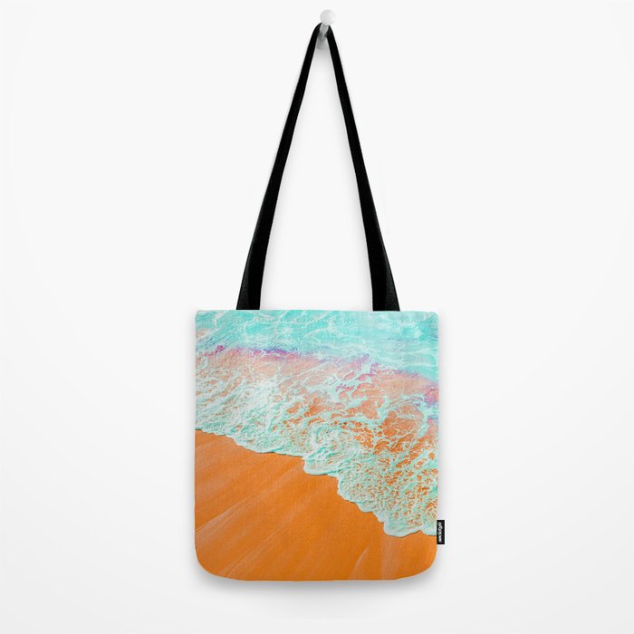 Coral Shore, Ocean Beach Photography, Summer Sea Sand Waves Tote Bag Gallery Image 2