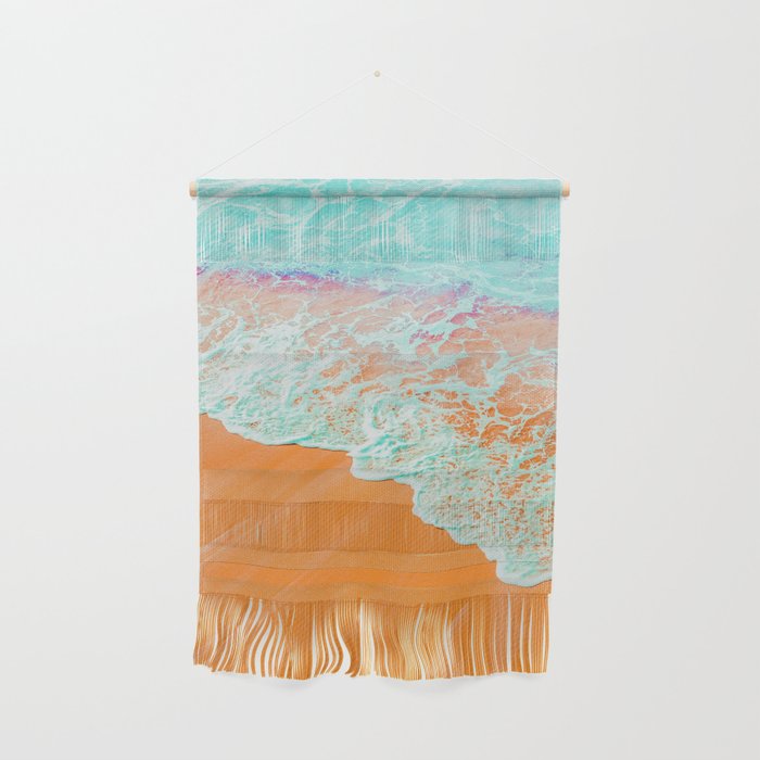 Coral Shore, Ocean Beach Photography, Summer Sea Sand Waves Wall Hanging Gallery Image 1