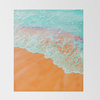 Coral Shore, Ocean Beach Photography, Summer Sea Sand Waves Throw Blanket Gallery Image 2
