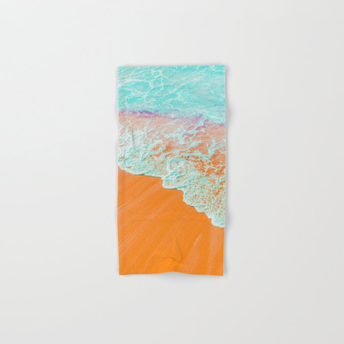 Coral Shore, Ocean Beach Photography, Summer Sea Sand Waves Bath Towel Gallery Image 1