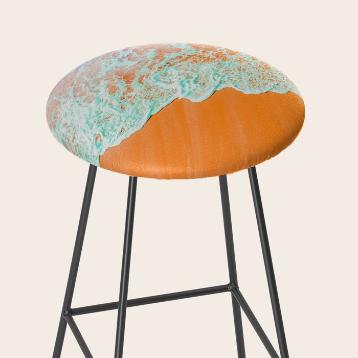 Coral Shore, Ocean Beach Photography, Summer Sea Sand Waves Stool Gallery Image 2