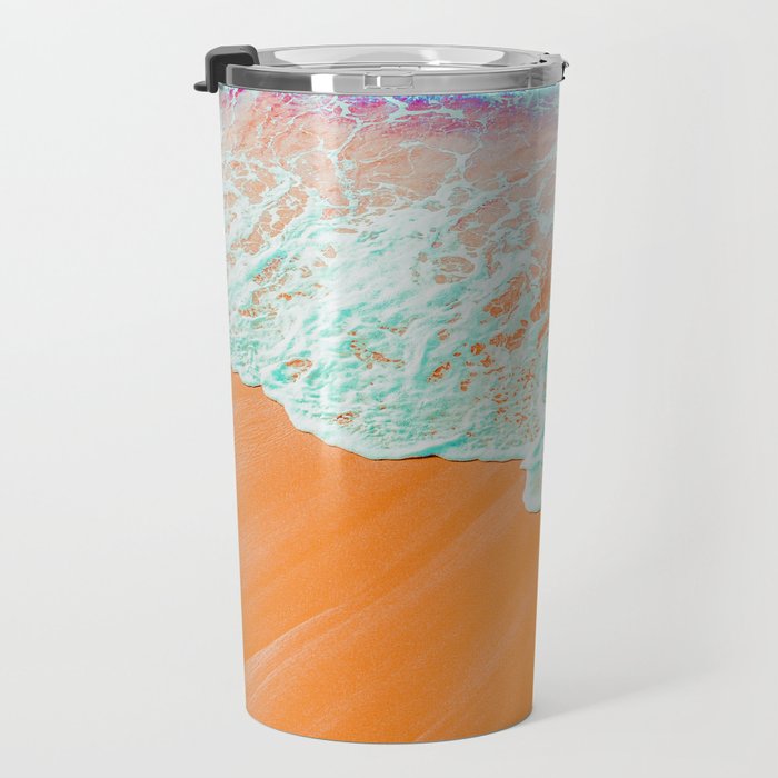 Coral Shore, Ocean Beach Photography, Summer Sea Sand Waves Travel Mug Gallery Image 3