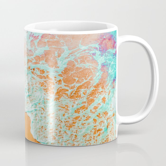 Coral Shore, Ocean Beach Photography, Summer Sea Sand Waves Coffee Mug Gallery Image 1