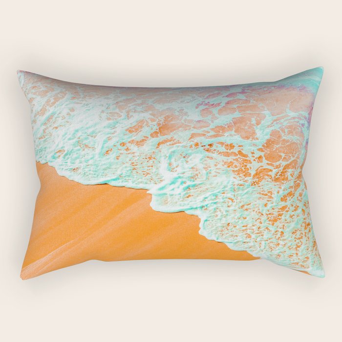 Coral Shore, Ocean Beach Photography, Summer Sea Sand Waves Rectangular Pillow Gallery Image 2
