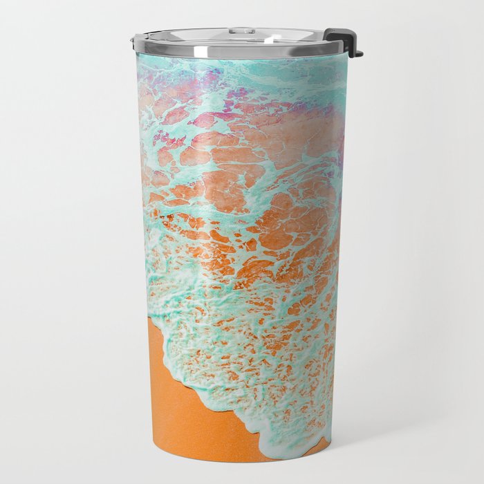 Coral Shore, Ocean Beach Photography, Summer Sea Sand Waves Travel Mug Gallery Image 2