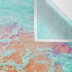 Coral Shore, Ocean Beach Photography, Summer Sea Sand Waves Wall Tapestry Gallery Image 3