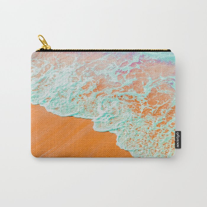 Coral Shore, Ocean Beach Photography, Summer Sea Sand Waves Carry All Pouch Gallery Image 1