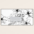 Monochrome Muse Expressive Line Art Portrait Desk Mat Gallery Image 1