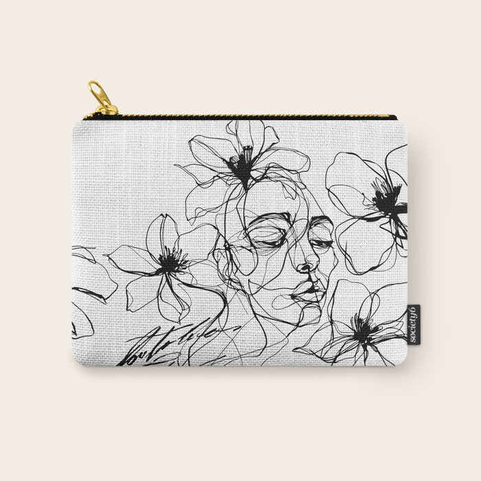 Monochrome Muse Expressive Line Art Portrait Carry All Pouch Gallery Image 1
