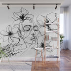 Monochrome Muse Expressive Line Art Portrait Wall Mural Gallery Image 1