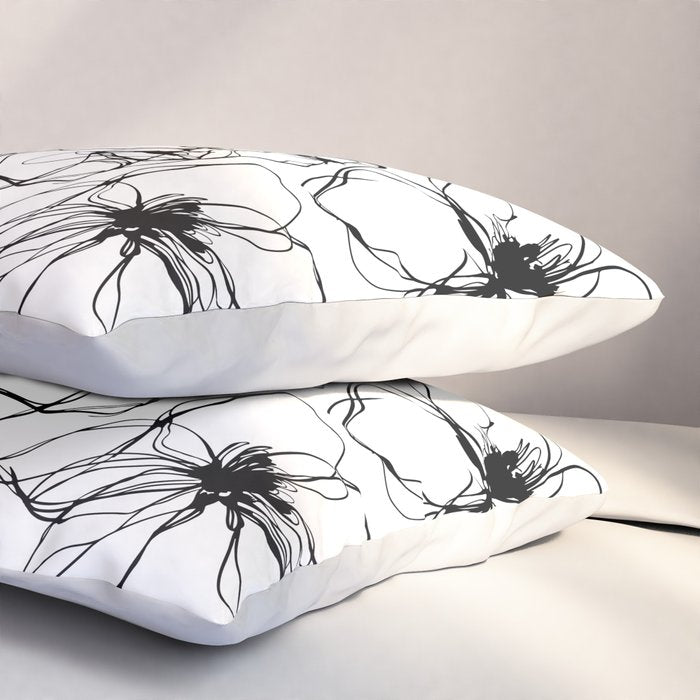 Monochrome Muse Expressive Line Art Portrait Pillow Sham Gallery Image 3