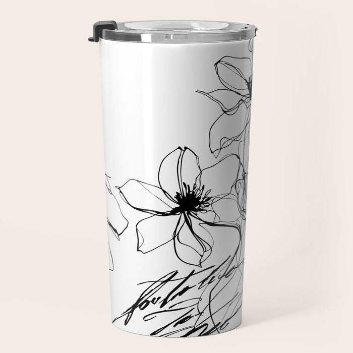 Monochrome Muse Expressive Line Art Portrait Travel Mug Gallery Image 3