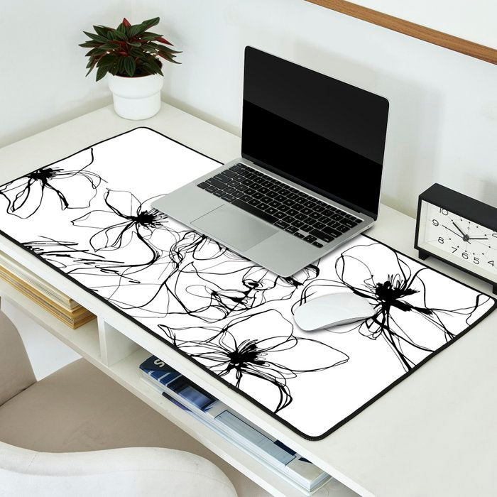 Monochrome Muse Expressive Line Art Portrait Desk Mat Gallery Image 2