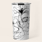 Monochrome Muse Expressive Line Art Portrait Travel Mug Gallery Image 1