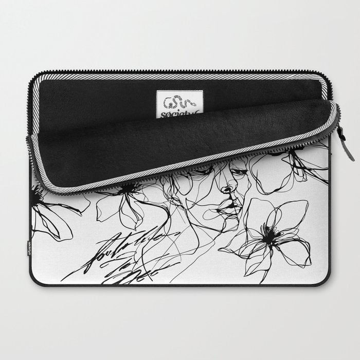 Monochrome Muse Expressive Line Art Portrait Laptop Sleeve Gallery Image 2
