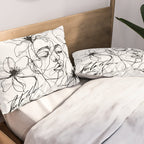 Monochrome Muse Expressive Line Art Portrait Pillow Sham Gallery Image 2
