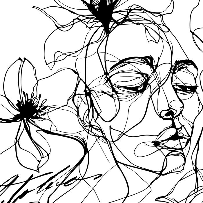 Monochrome Muse Expressive Line Art Portrait Coffee Mug Gallery Image 2
