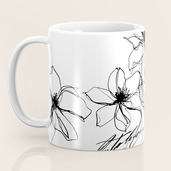 Monochrome Muse Expressive Line Art Portrait Coffee Mug Gallery Image 3