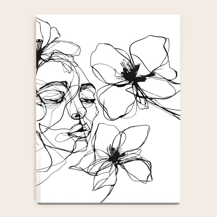 Monochrome Muse Expressive Line Art Portrait Notebook Gallery Image 4