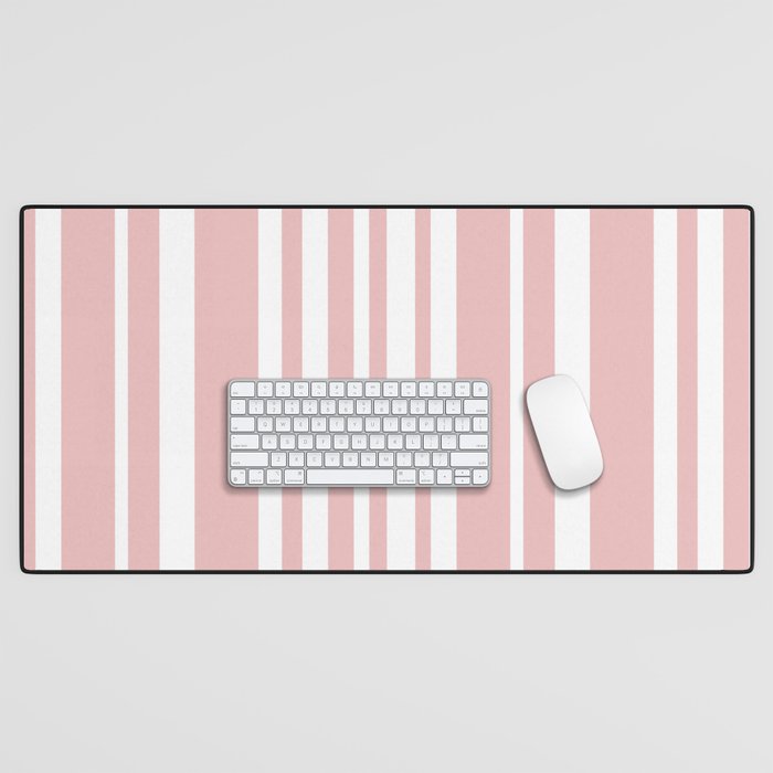 Classic Stripes XXIX - Blush Pink Desk Mat Gallery Image 1