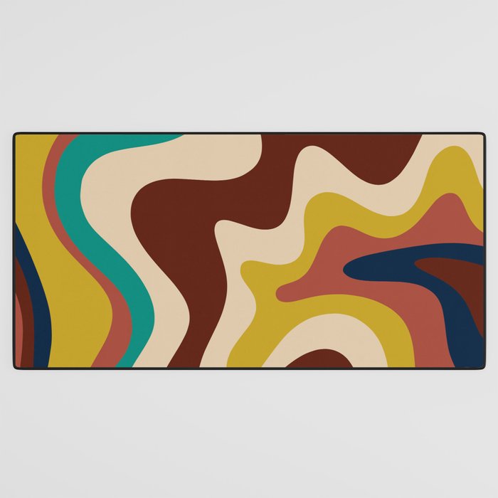 Retro Liquid Swirl 70s Contemporary Abstract Desk Mat Gallery Image 3